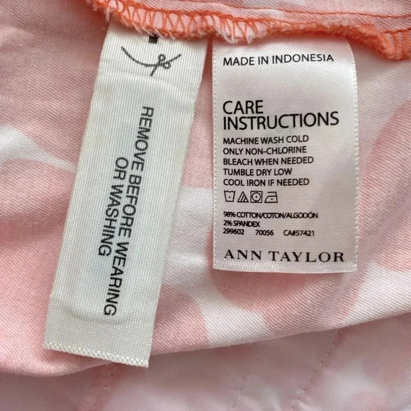 ANN TAYLOR | Carnegie Crop Orange and White Floral Cotton Spandex Pants Size 10 - Picture 10 of 10
